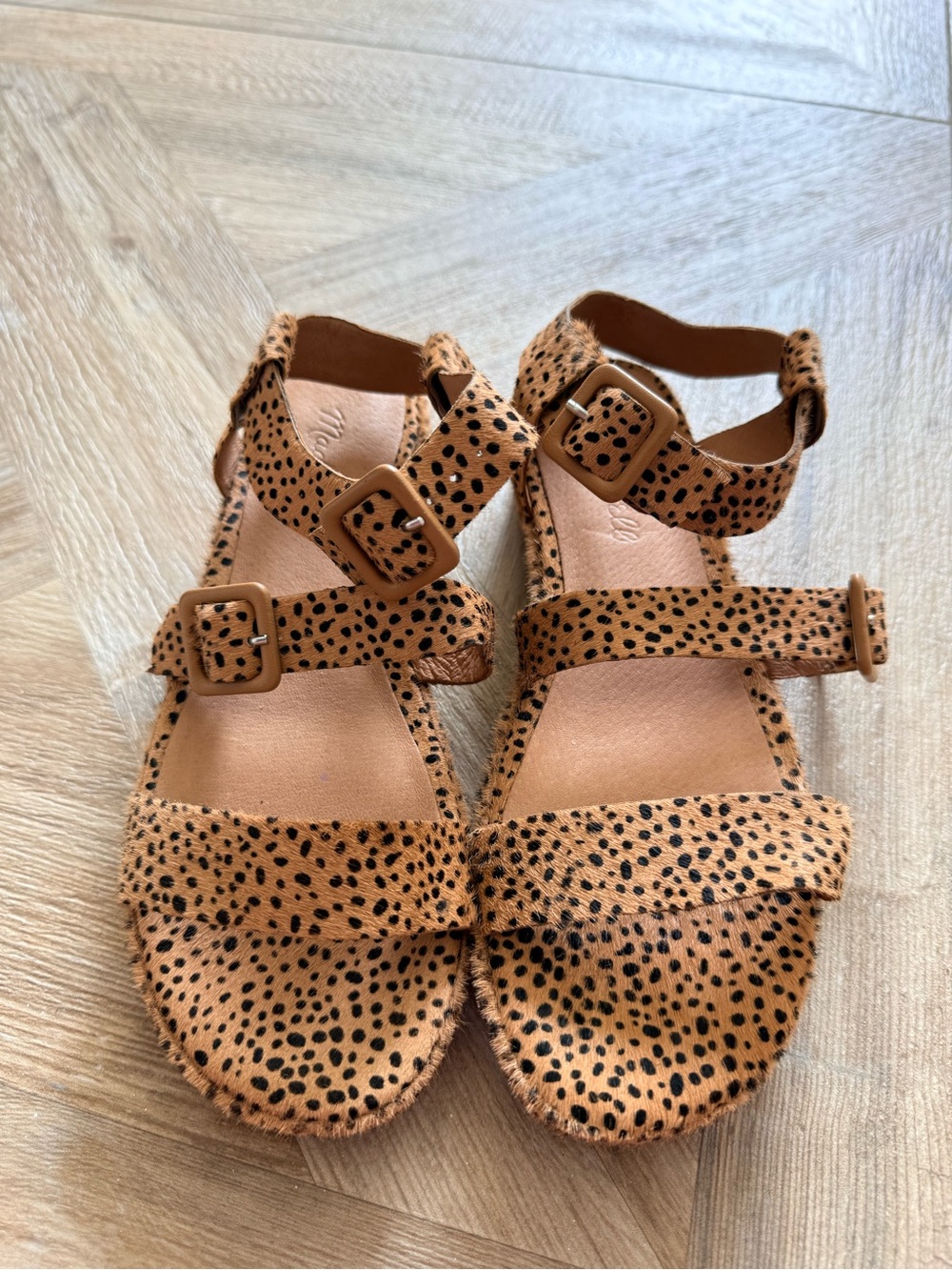 Madewell Robin Platform Sandals Spotted Calf Hair Animal Print 6 - Picture 2 of 7